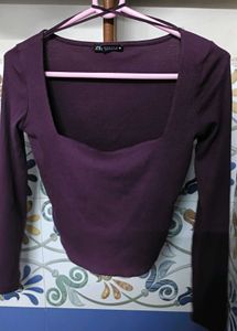 ZARA fitted square neck crop top