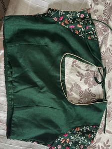 Elegant Two Tier Green Pre stitched Saree with Res