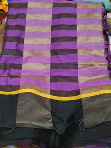 Striped Purple Saree new without use