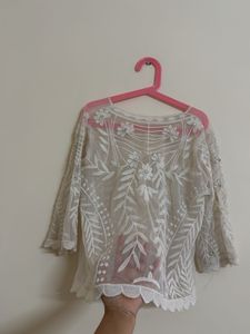 Sheer Embroidered Blouse