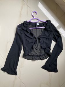 H&amp;M Ruffle Mesh Top