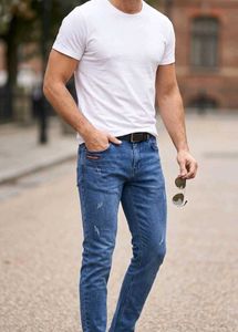 Men's Blue Distressed Denim Jeans