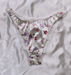 Vintage Floral Satin Thong