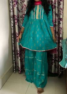 Stylum Turquoise Kurta Sharara Set With Dupatta