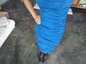 Stunning Ruched Royal Blue Dress