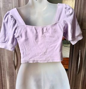 Lavender Knot-Front Crop Top