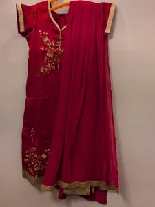 Elegant Dark Pink Embroidered Kurta with dupatta