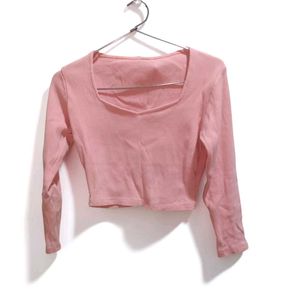 Cute Baby Pink Sweetheart Neck Crop Top