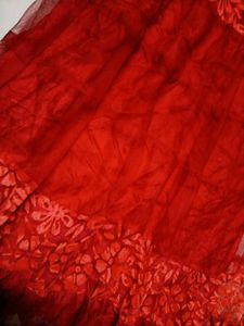Red net work gown for party