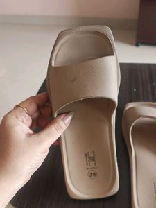 Stylish Beige Slides - Size 39