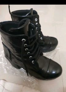 Black Lace-Up Combat Boots