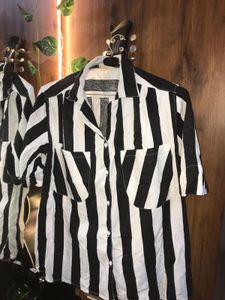 Striped Short Sleeve Button-Up