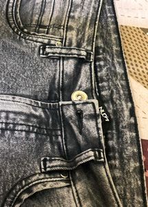 WESTSIDE NUON Grey Acid Wash Flare Jeans