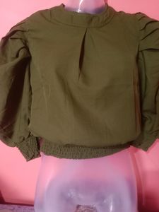 Crop Top With Puff Sleeves