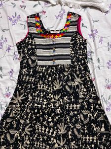 Black Kurta with Traditional Warli Print