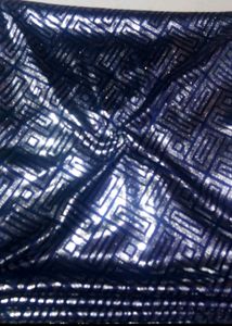 Navy Blue Silver Print Hosiery Fabric