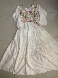 Cream Embroidered Anarkali Kurti