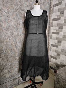 Black Georgette Anarkali with cotton inner