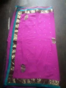 Stylish Pink Saree with Embellished Border