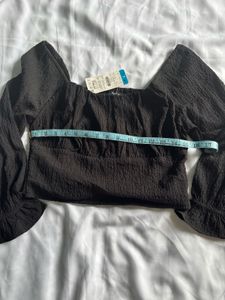 Zudio Black Textured Square Neck Top