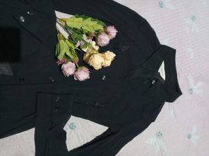 Elegant Black Button-Down Tunic