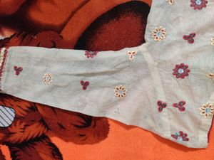White Kurti Flower Design