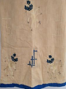 Straight Kurta With Dupatta, XS, Cream, Navy Blue