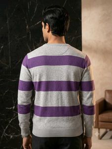 Men's Striped V-Neck Sweater