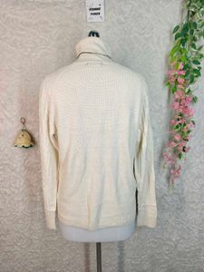 EVISU Cream Turtleneck Sweater