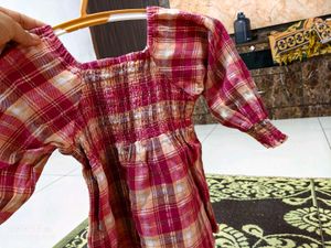 Cute Plaid Smocked Top