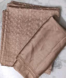 unstitched 2piece Chikankari satin Silk full suit
