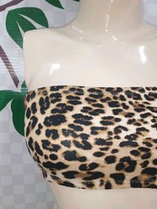 (800)Leopard Print Bandeau Top