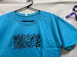 Blue T-Shirt with Zebra Print