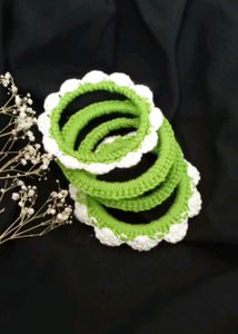 crochet bangles( white and green colour) + freebie