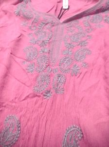 Pink Embroidered Kurta