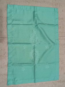 Mint Green chikankari bedsheet with pillow cover