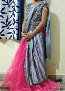 Stunning Pink &amp; Grey Lehenga Choli