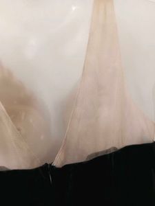Black Velvet Gown with Embellished Neckline