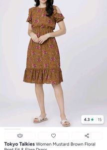 Pretty &amp; Stylish Mustard Floral Cold Shoulder Dr