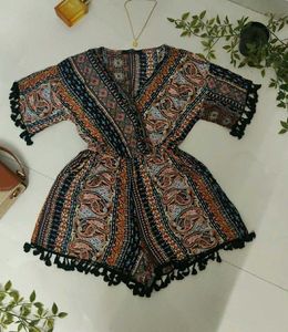 Boho Print Romper with Tassels✨💐🍂😚