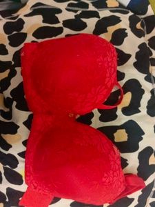 Red Lace Padded Bra