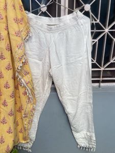 Yellow Printed kaftan Kurta Set with Pants