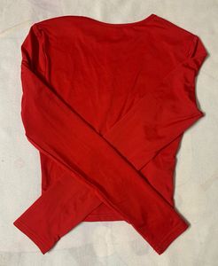 Red Long Sleeve Cut-Out Top