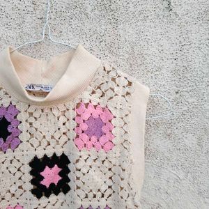 Zara Crochet Patchwork Sleeveless Top