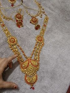 Exquisite Red &amp; Gold Jhumka Earrings