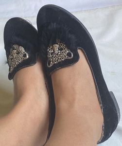Black Velvet Slippers