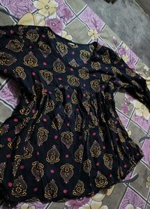 Printed Black short kurti