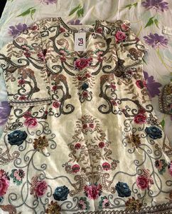 Champagne Gold Printed Crepe Silk Sharara Set
