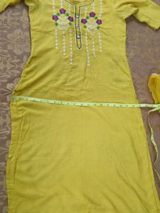 Yellow Kurta with Palazzo and Dupatta Set