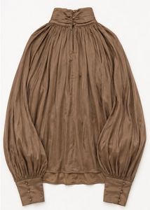H&amp;M Brown draped blouse top -